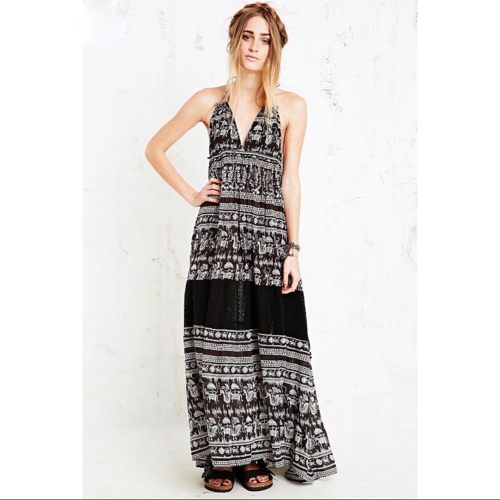 Free People Elephant Print Maxi Dress, XS